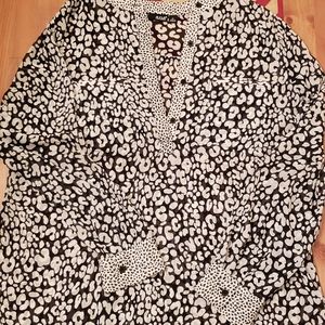 Ana Black & White Leopard Print Blouse